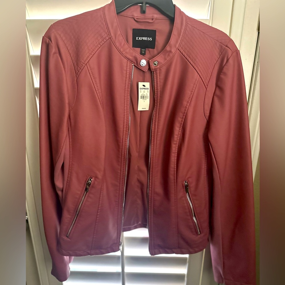 Leather jacket crop neck (faux leather)